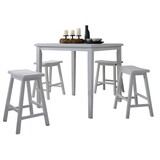 White 5-piece Counter Height Set with Saddle Stools B062P189102