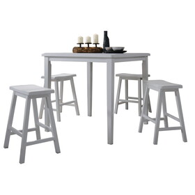 White 5-piece Counter Height Set with Saddle Stools B062P189102