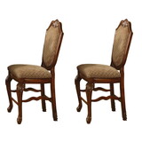 Beige and Cherry Solid Back Counter Height Stools (Set of 2)