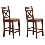 Cherry Cross Back Counter Height Chairs (Set of 2) B062P189110