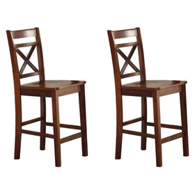 Cherry Cross Back Counter Height Chairs (Set of 2) B062P189110