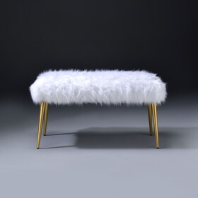 White and Gold Bench with Straight Legs B062P189115