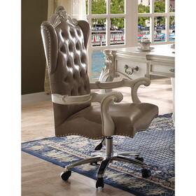 Vintage Grey and Bone White Swivel Chair with Lift B062P189123