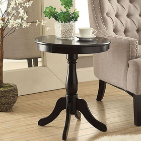 Black Side Table with Turned Pedestal B062P189133