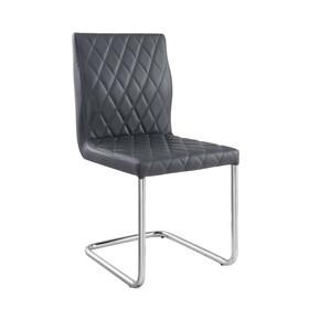 Grey and Chrome Side Chair with Sled Base (Set of 2) B062P189136