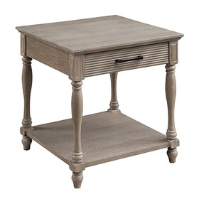 Weathered Oak End Table with Storage Drawer B062P189137