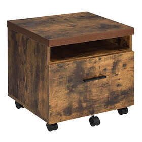Weathered Oak and Black 1-Drawer File Cabinet B062P189144