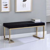 Black and Champagne Bench with C Metal Base B062P189145