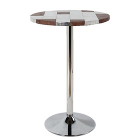 Retro Brown and Aluminum Pedestal Bar Table B062P189152