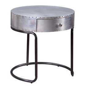 Aluminum and Black Storage End Table B062P189153