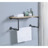Mankato Oak and Sandy Grey Wall Rack with Shelf B062P189161