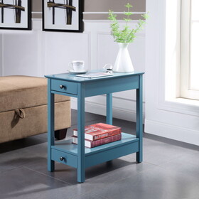 Teal Storage Accent Table with USB