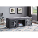 Grey and Gunmetal Storage Bench B062P189168