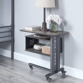 Gunmetal Accent Table and Wall Shelf Set B062P189171