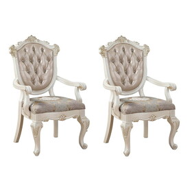 Rose Gold and Pearl White Tufted Arm Chair (Set of 2) B062P189176