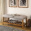 Light Grey and Oak Tufted Padded Seat Bench B062P189177