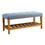 Light Blue and Oak Tufted Padded Seat Bench B062P189179