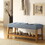 Light Blue and Oak Tufted Padded Seat Bench B062P189179