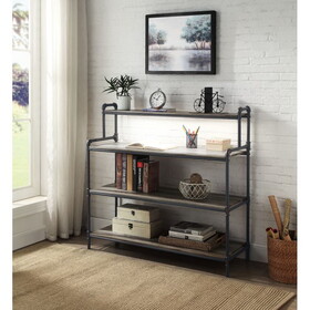 Antique Oak and Sandy Black Bookshelf with USB B062P189184