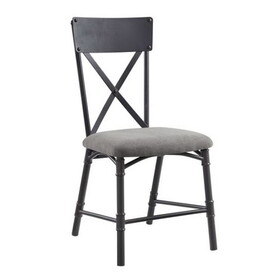 Grey and Sandy Black Side Chair with X-Shape Back (Set of 2) B062P189188