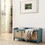 Beige and Teal Bench with 3-Drawer B062P189199