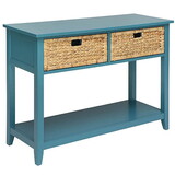 Teal Console Table with Bottom Shelf B062P189201