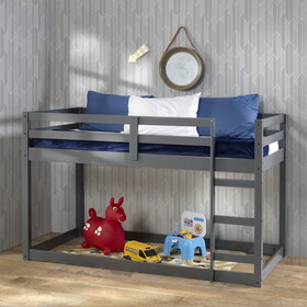 Grey Twin Loft Bed with Ladder B062P189210