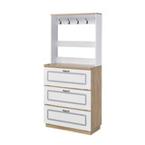 Light Oak and White Shoe Cabinet with Drop Down Drawer B062P189216