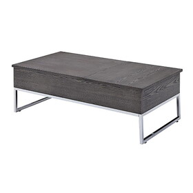 Grey Oak and Chrome Coffee Table with Lift Top B062P189218