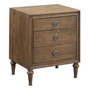 Reclaimed Oak Nightstand with 3-Drawer B062P189221