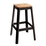 Natural and Black Armless Bar Stool with Crossbar Support P-B062P186544