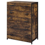 Rustic Oak and Black Chest with 5-Drawer B062P189229