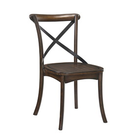 Dark Oak and Black Side Chair with x Shape Back (Set of 2) B062P189230