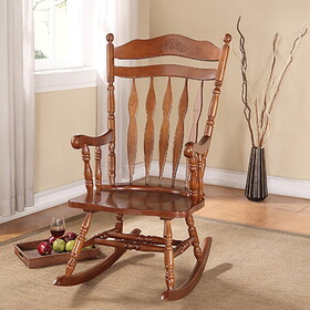 Dark Walnut Rocking Chair with Turned Spindle Base B062P189233