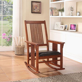 Tobacco Rocking Chair with Slat Back B062P189234