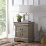 Grey 2-Drawer Nightstand B062P189240