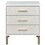 White, Champagne and Gold 3-Drawer Nightstand with Metal Leg B062P189252