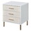 White, Champagne and Gold 3-Drawer Nightstand with Metal Leg B062P189252