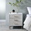 White, Champagne and Gold 3-Drawer Nightstand with Metal Leg B062P189252