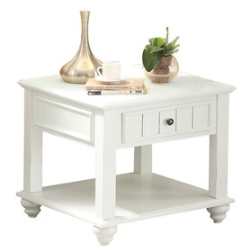 White Washed End Table with Bottom Shelf B062P191044