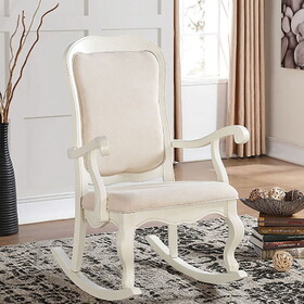 Ivory and Antique White Rocking Chair with Cabriole Leg B062P191058
