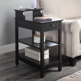 Black Storage Accent Table with USB B062P191062