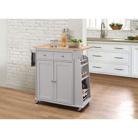 Natural and Grey 2-Drawer Kitchen Cart B062P191069