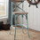 Antique Turquoise and Antique Oak Bar Stool with Cross Back B062P191073
