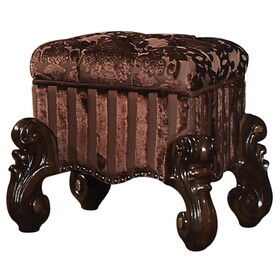 Brown and Cherry Oak Vanity Stool with Nailhead Trim B062P208999