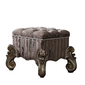 Light Purple and Antique Platinum Vanity Stool with Nailhead Trim B062P209001