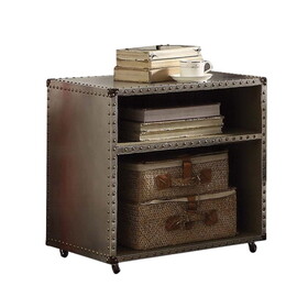 Aluminum 2-Shelf Nightstand with Nailhead Trim and Casters B062P209002