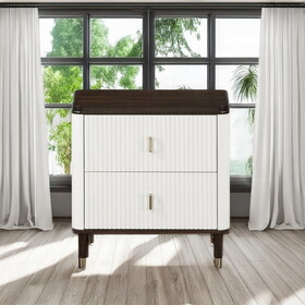 White and Brown 2-Drawer Nightstand with USB Port B062P209003