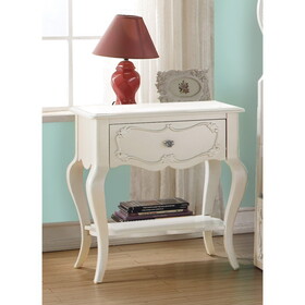 Pearl White 1-Drawer Nightstand with Shelf B062P209006