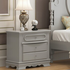 Grey 3-Drawer Nightstand B062P209009